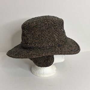 Vintage Tilley Winter Hat Mens 7 1/8 Brown Wool Tweed Ear Flaps Made in Canada